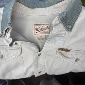 Vintage Woolrich Men’s L Outdoor Work Shirt 100% Cotton Twill Khaki Button-Up